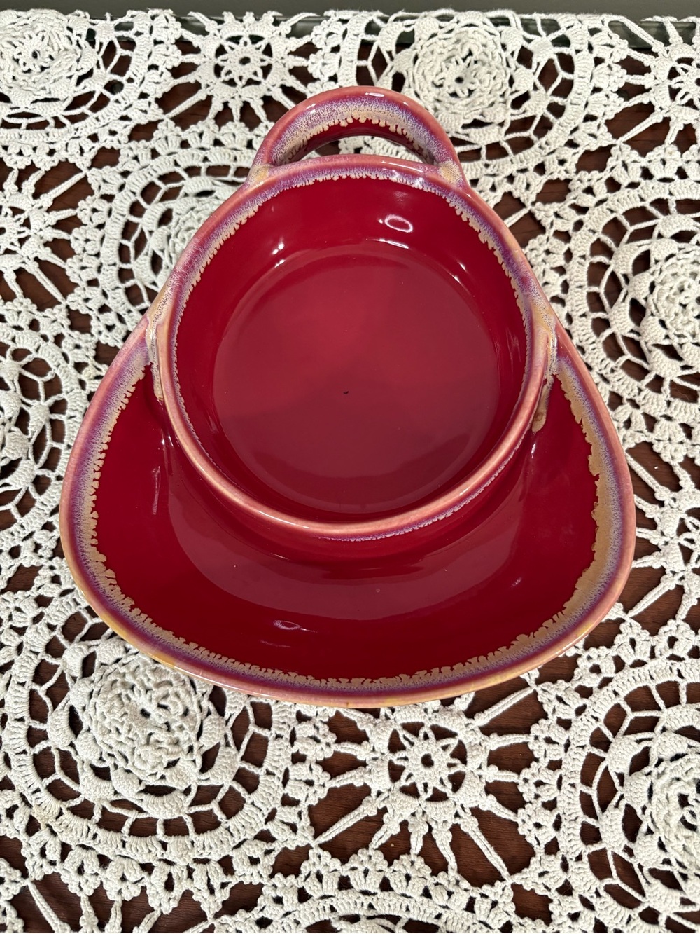 Red stoneware dish